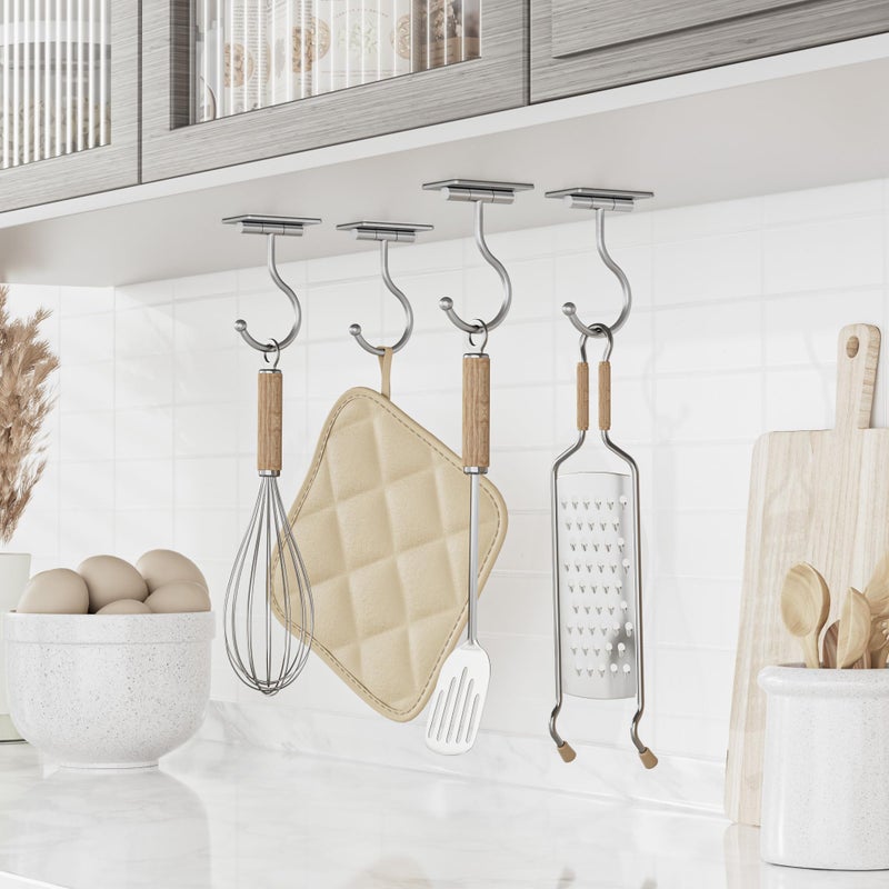 Josmimic Under Cabinet Banana Hook Adhesive - Sticky Banana Hanger Under Counter, Sturdy Metal Banana Holder for Hanging Bananas or Kitchen Utensil, Banana Saver, Keeps Bananas Fresh, Silver - Image 2